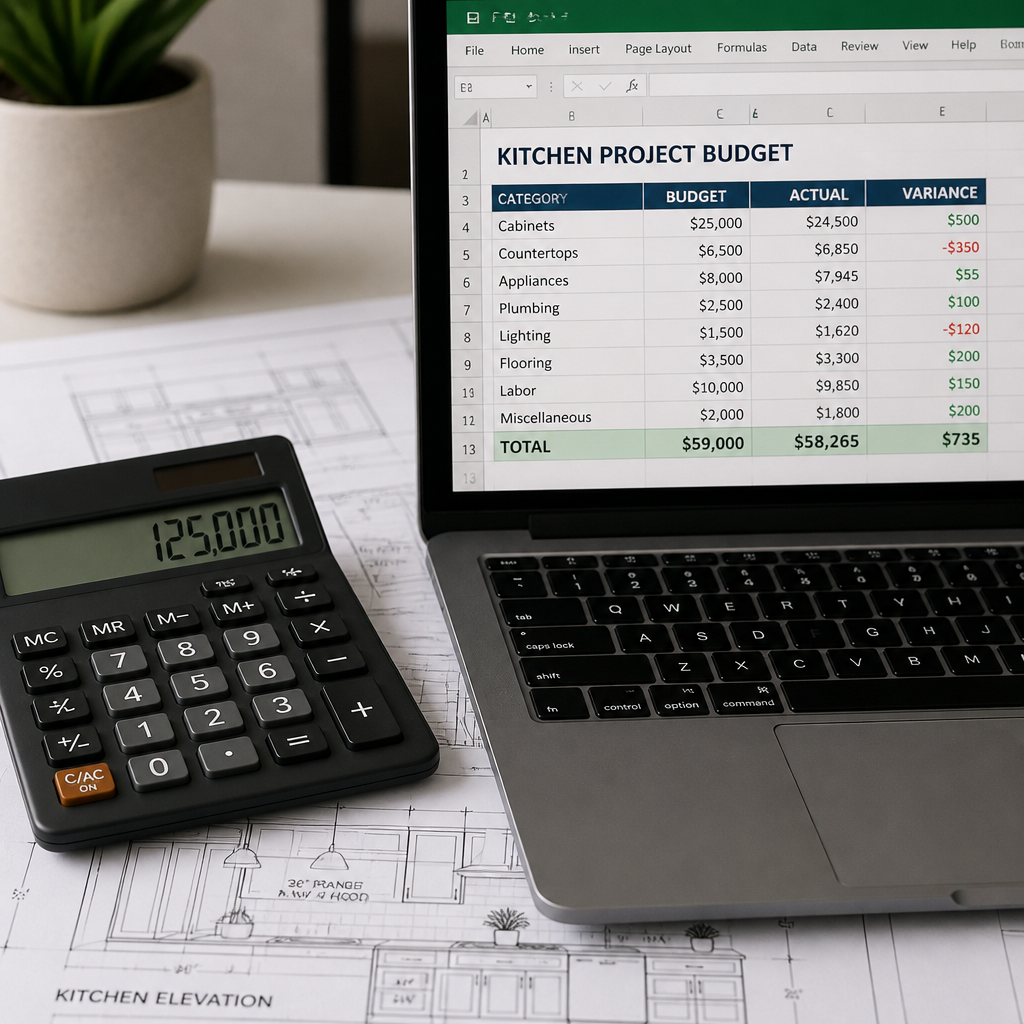 Planning a kitchen remodeling budget and spreadsheet.
